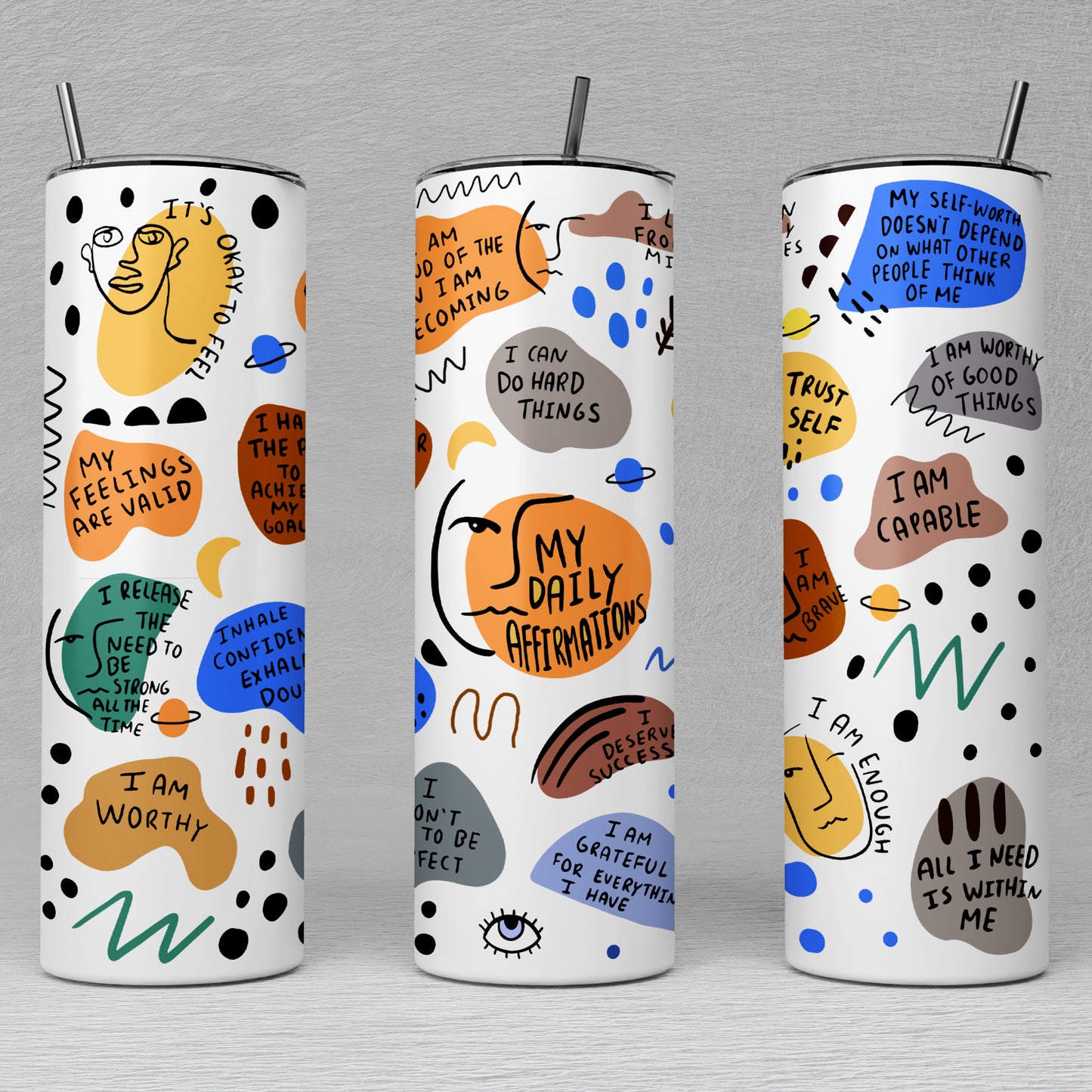 Daily Affirmations Tumbler, Mental Health Gifts, Gifts For People With Anxiety