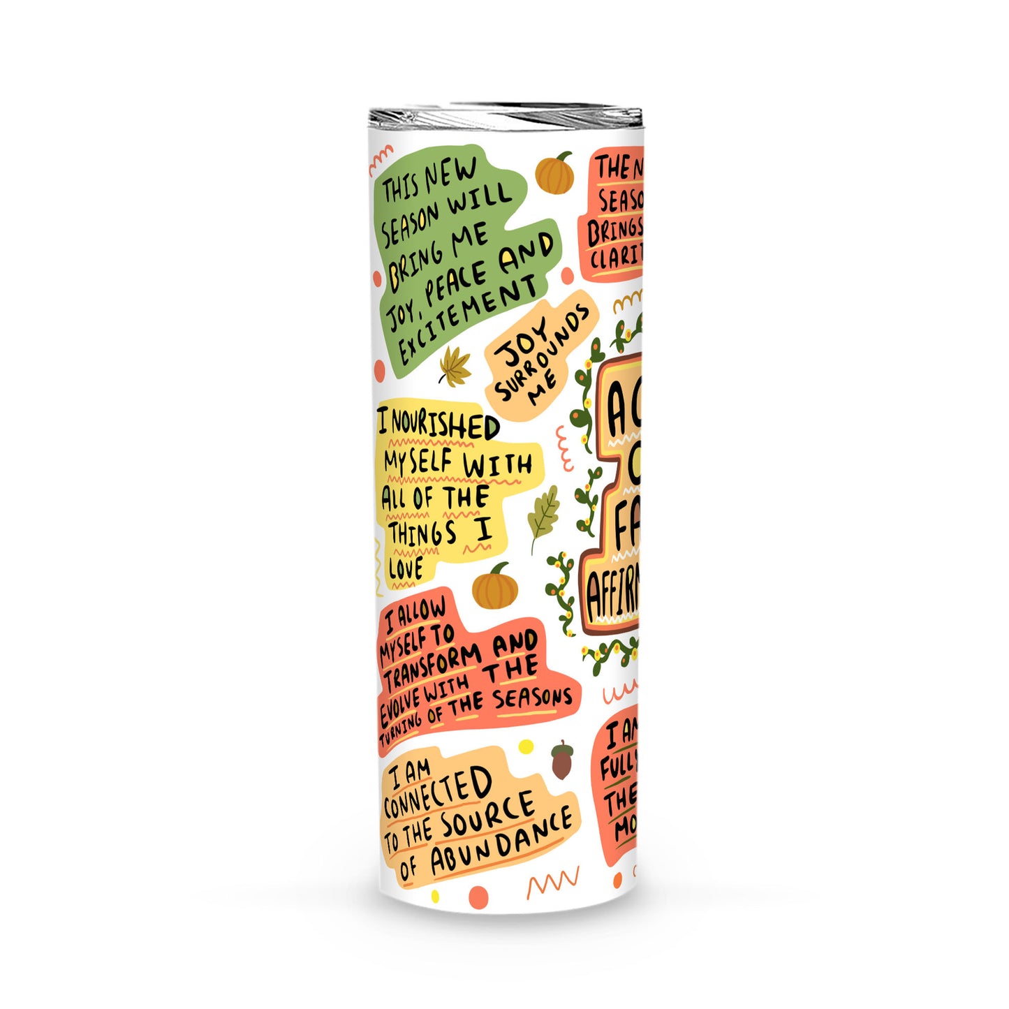 A Cup Of Fall Affirmations Tumbler, Mental Health Gifts, Positive Energy Gifts