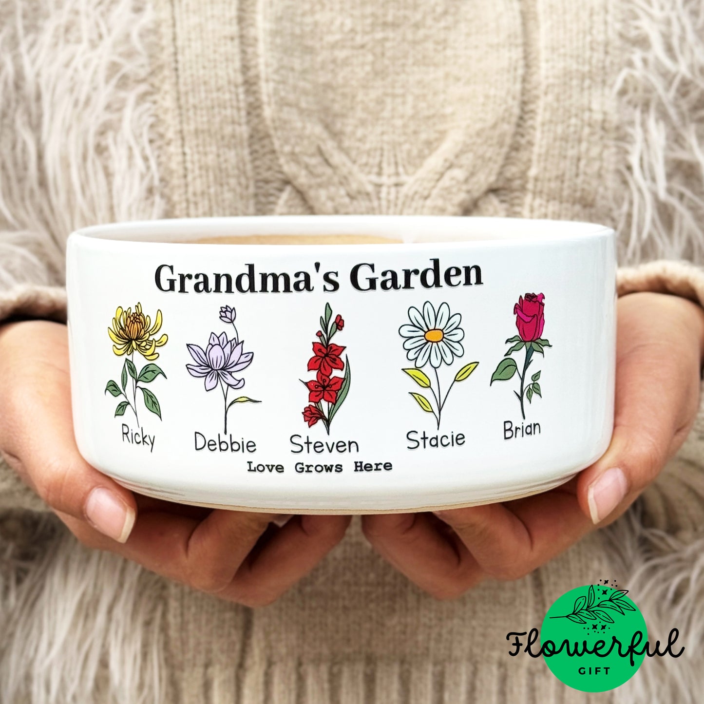 Personalized flower pot for grandma, Grandma's garden birth flowers, Best gifts for grandma