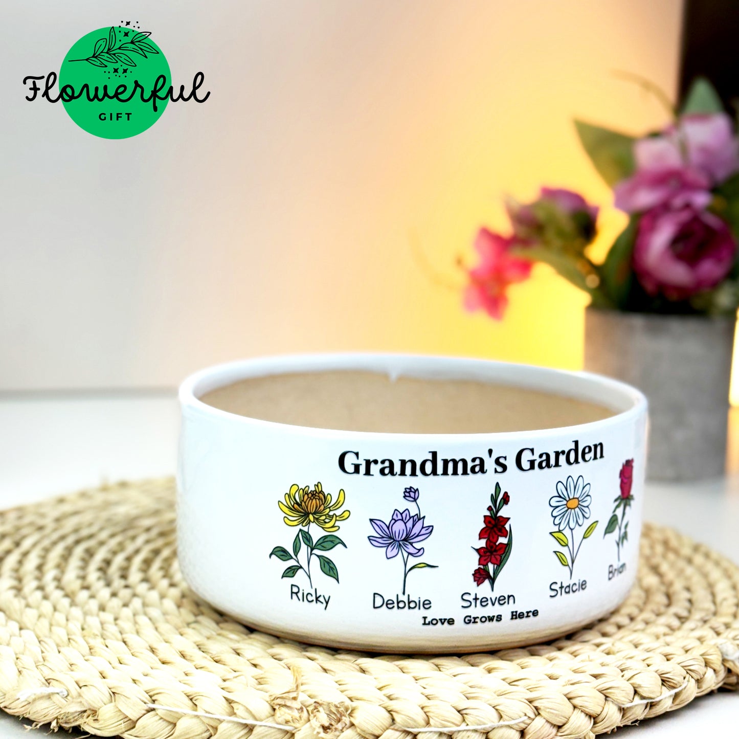 Personalized flower pot for grandma, Grandma's garden birth flowers, Best gifts for grandma