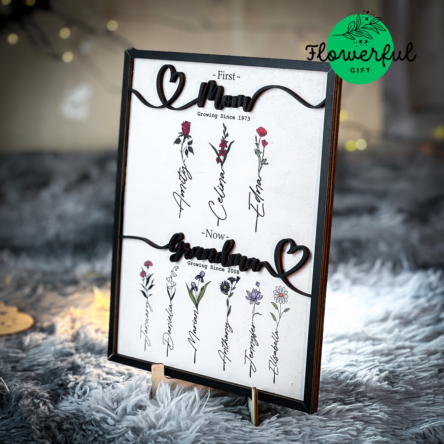 Personalized Wooden Flower Birth Month Garden Sign – Mama’s Garden, Mother's Day Gift for Grandma