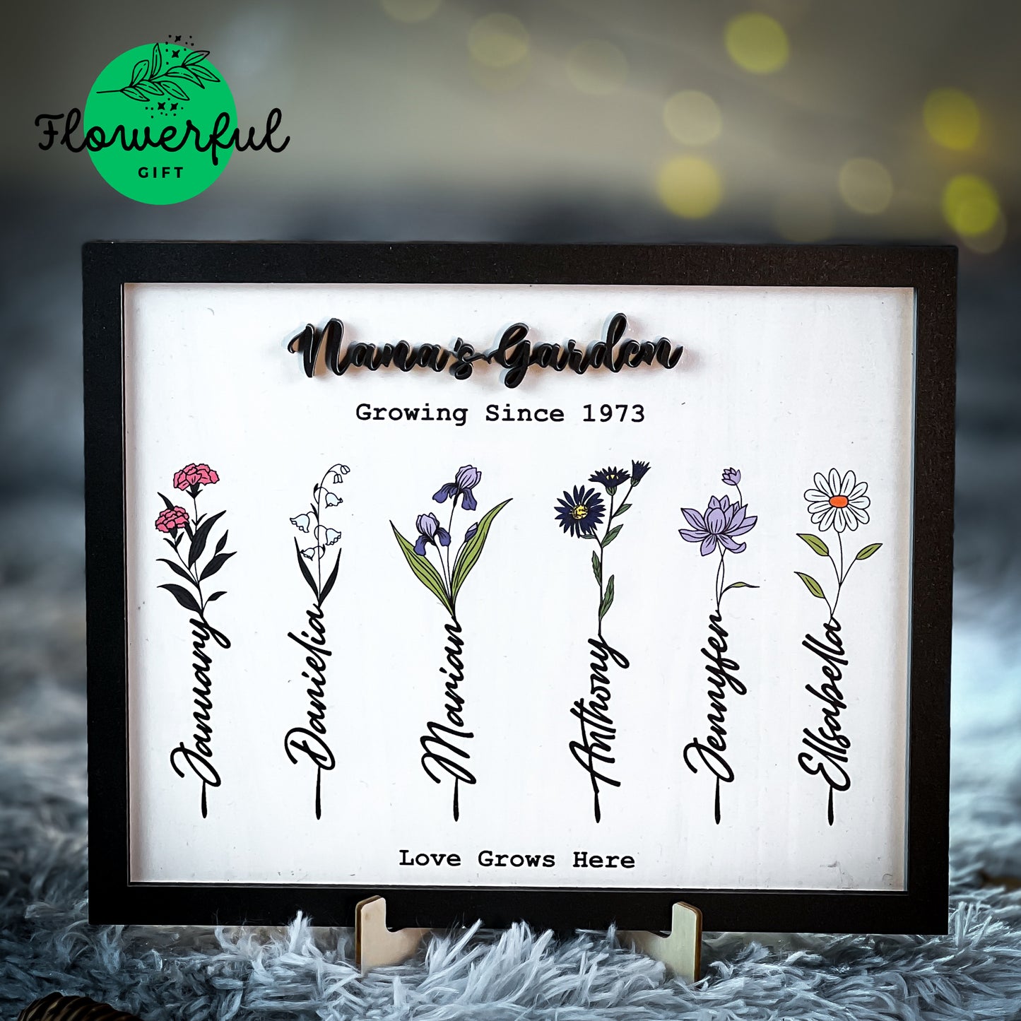 Flower Birth Month Garden Wooden Sign , Mama's Garden , Grandma Sign, Gift for Mom, Grandma