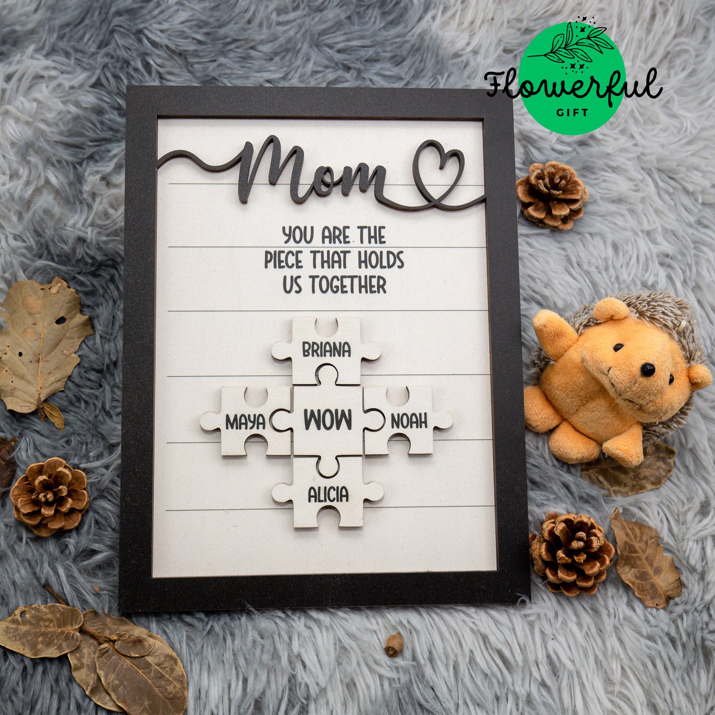 Custom Mom Puzzle Frame Mother's Day Gift, Mom Gift, Engraving Wood Sign, Grandma gift