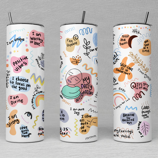 Daily Affirmations Tumbler, Mental Health Gift, Gifts For Someone With Anxiety