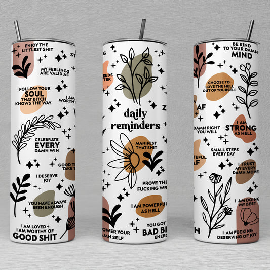 Daily Reminders Tumbler, Custom Tumbler Gifts, Gifts For Someone With Anxiety