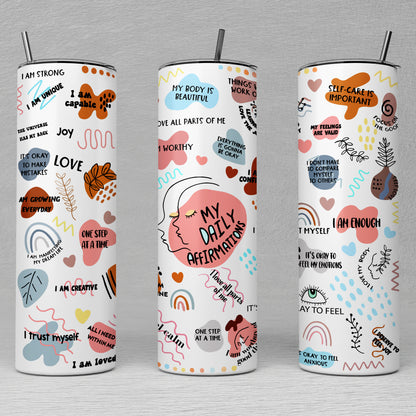 Daily Affirmations Tumbler, Mental Health Gift, Gifts To Help Anxiety, Self Care Gift