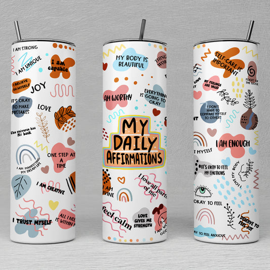 My Daily Affirmations Tumbler, Gifts For Relieving Stress, Self Care Gift