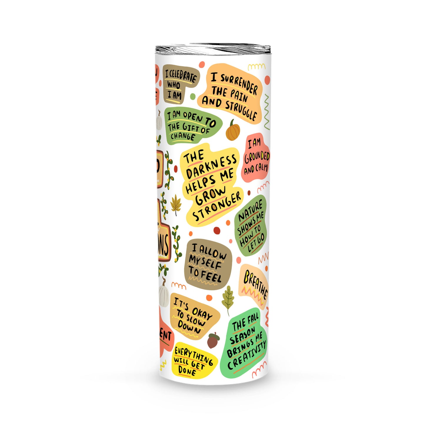 A Cup Of Fall Affirmations Tumbler, Mental Health Gifts, Positive Energy Gifts