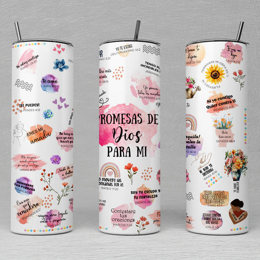 Promesas De Dios Para Mi Tumbler, Christian Bible Verse Affirmations Gifts