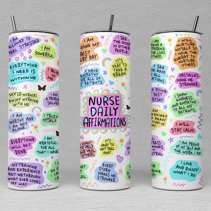 Nurse Affirmation Tumbler, Personalized Nurse Tumbler, Mental Health Gift, Self Care Gift
