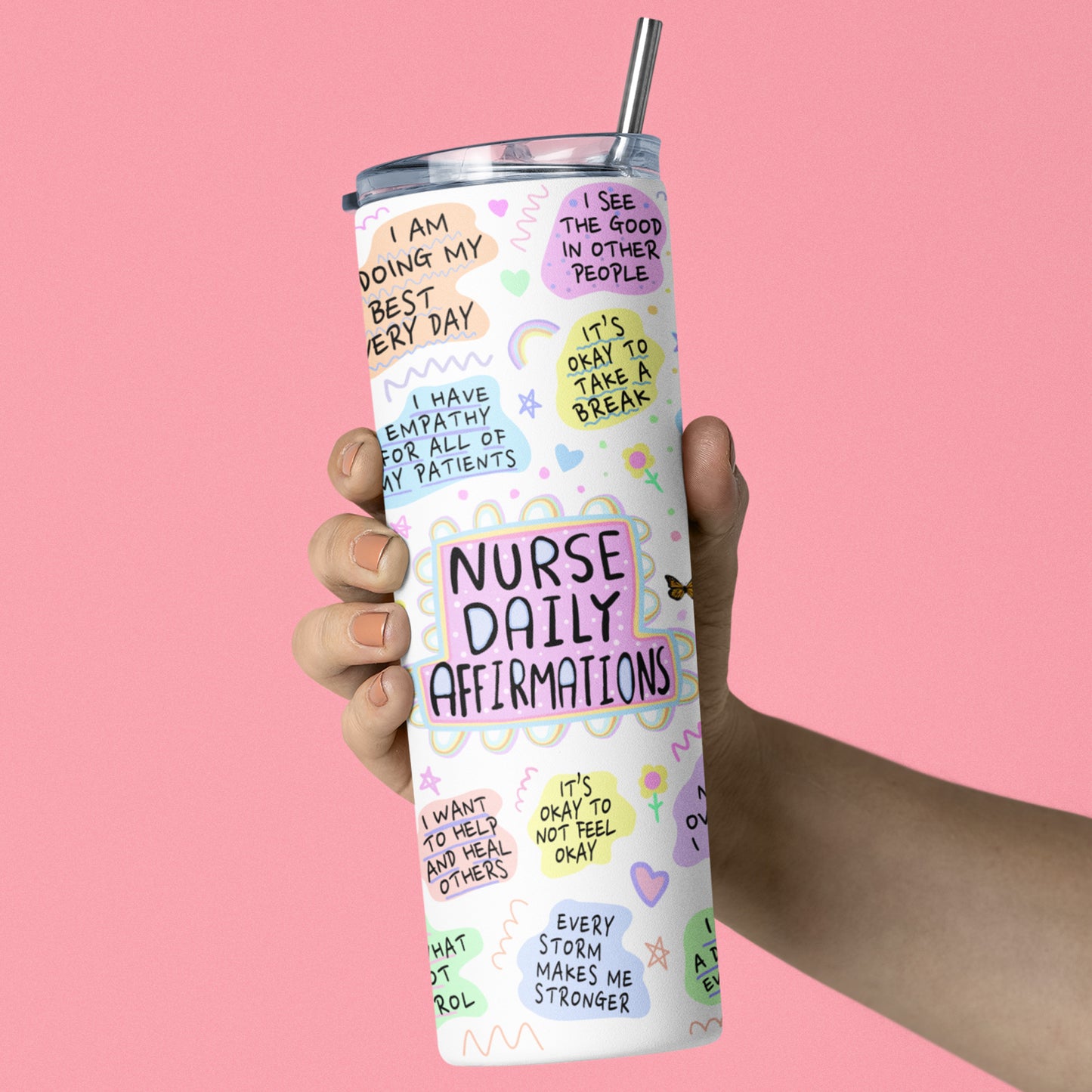 Nurse Affirmation Tumbler, Personalized Nurse Tumbler, Mental Health Gift, Self Care Gift