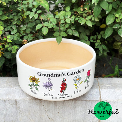 Personalized flower pot for grandma, Grandma's garden birth flowers, Best gifts for grandma