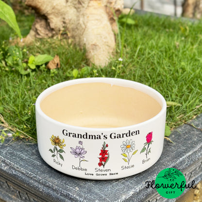 Personalized flower pot for grandma, Grandma's garden birth flowers, Best gifts for grandma