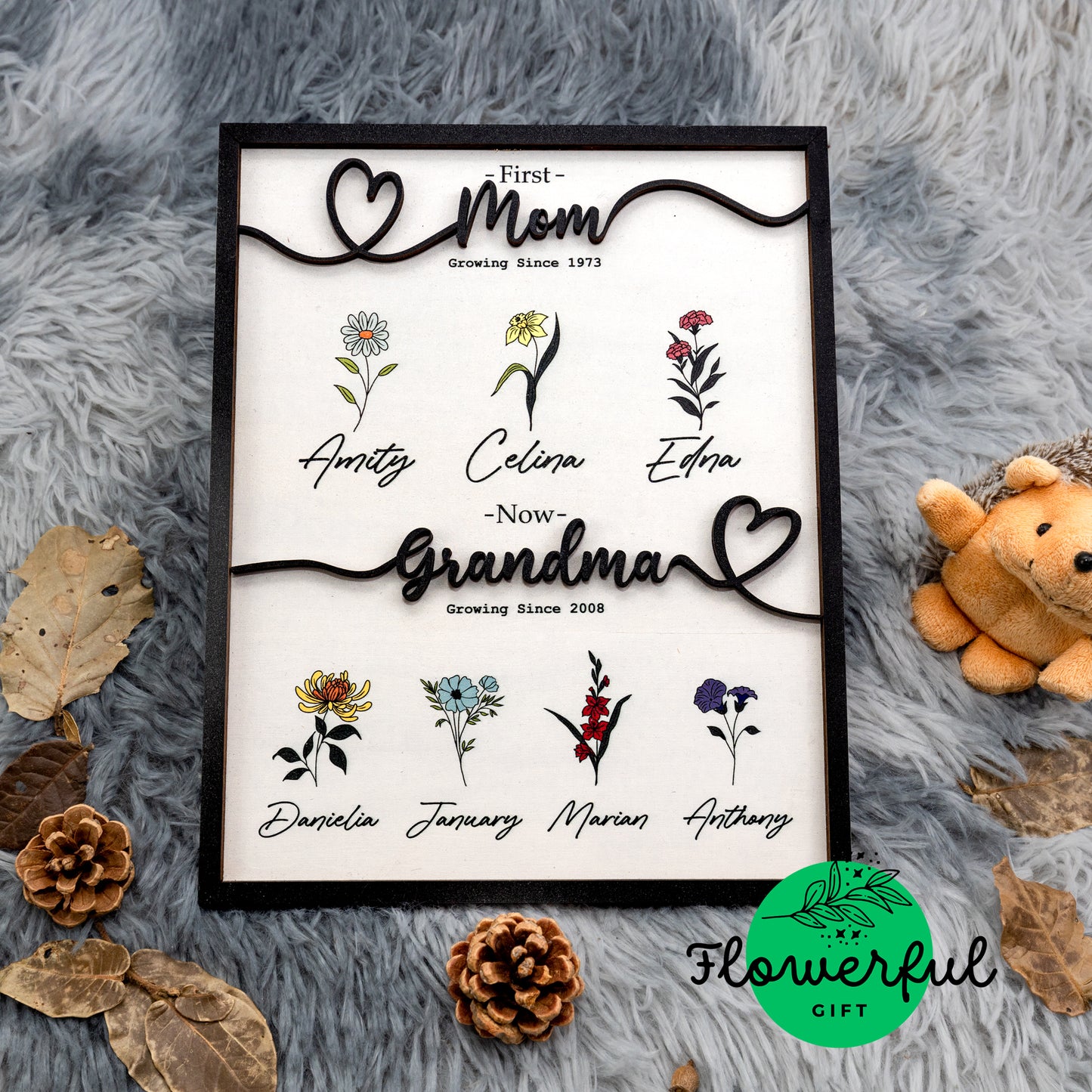 FLW31 First Mom Now Grandma Wooden Sign