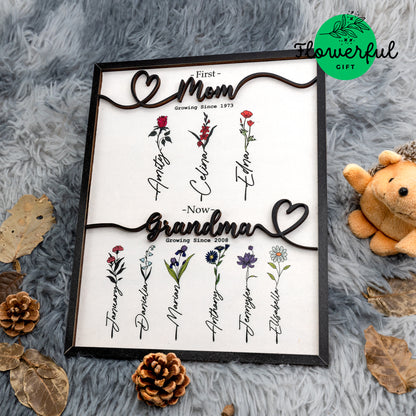 FLW32 First Mom Now Grandma Wooden Sign