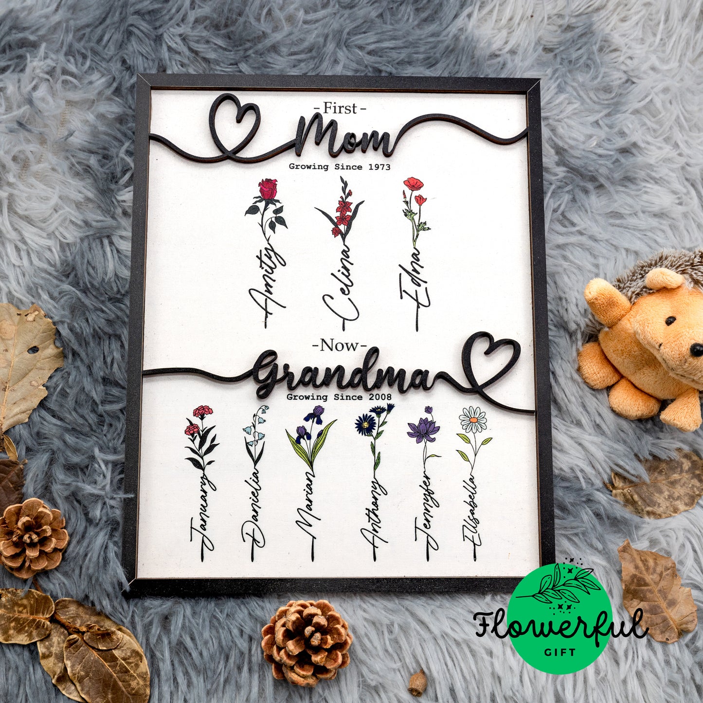 FLW32 First Mom Now Grandma Wooden Sign