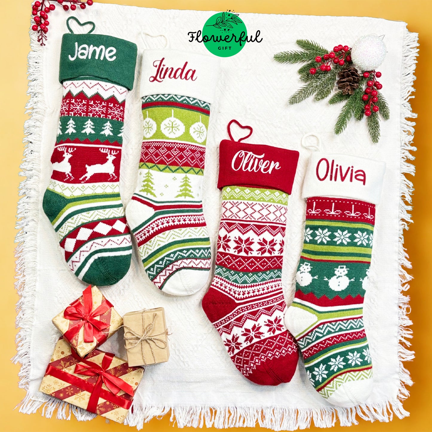 Personalised Knitted Christmas Stocking, Xmas Stockings, Knit Christmas Stockings, Personalized Christmas Stockings, Christmas Decor