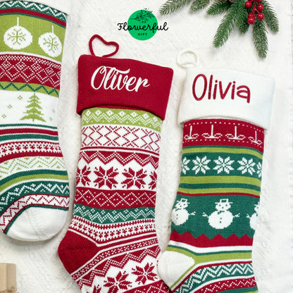 Personalised Knitted Christmas Stocking, Xmas Stockings, Knit Christmas Stockings, Personalized Christmas Stockings, Christmas Decor