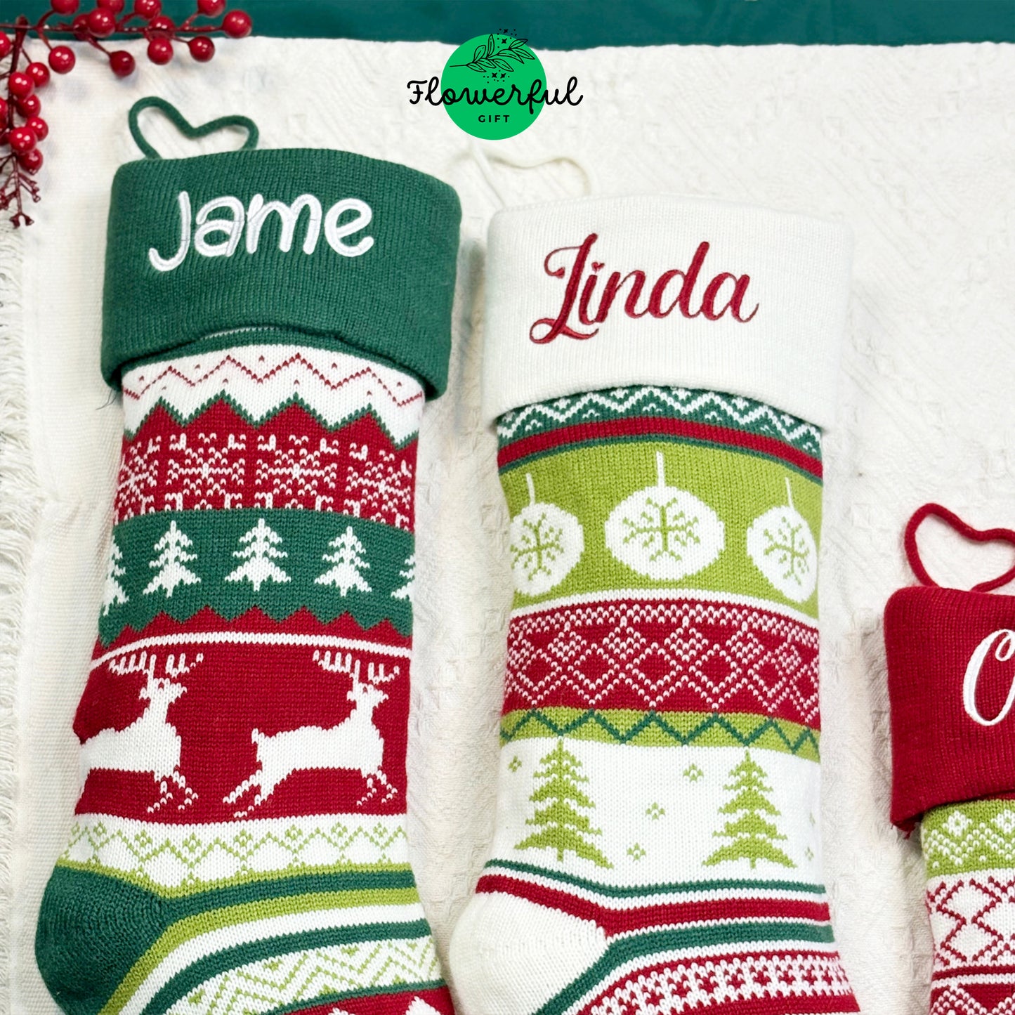 Personalised Knitted Christmas Stocking, Xmas Stockings, Knit Christmas Stockings, Personalized Christmas Stockings, Christmas Decor