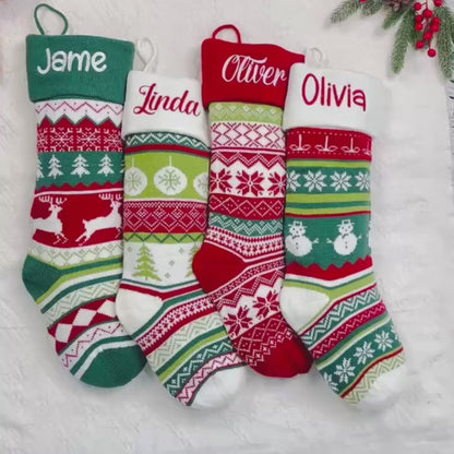 Personalised Knitted Christmas Stocking, Xmas Stockings, Knit Christmas Stockings, Personalized Christmas Stockings, Christmas Decor